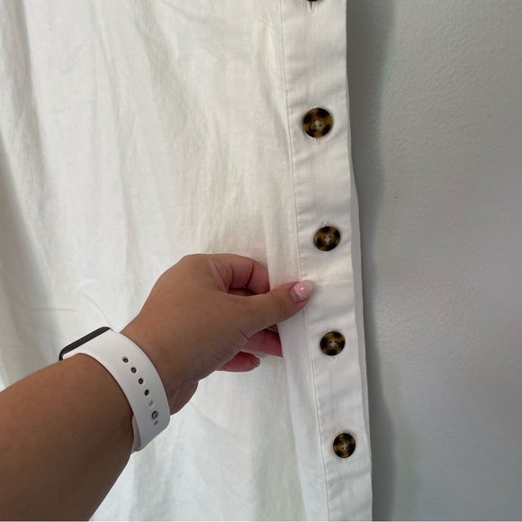 Madewell Linen & Cotton Side Button Midi Dress In Lighthouse White SIZE XS - Picture 7 of 14
